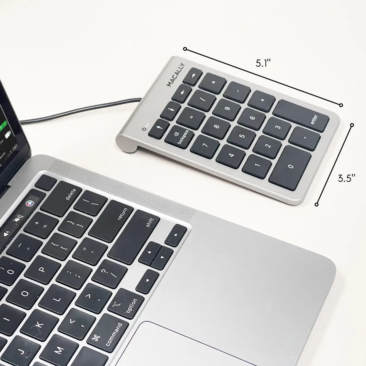 Macally USB-C Wired Number Pad for Mac & PC - 22 Full-Size Keys, Slim Portable Numpad with Tactile Feedback | 22-Key USB Keypad with 5ft Cable - view 8