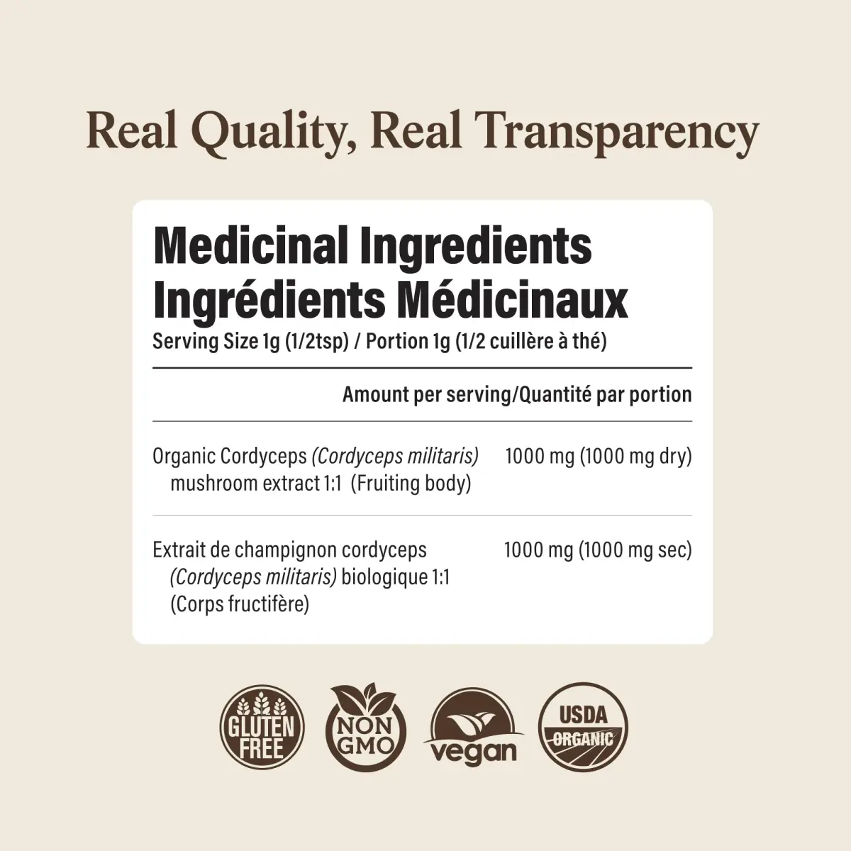 Real Mushrooms Cordyceps Mushroom Powder 150 Servings (5.29 oz / 150 g) | Organic Cordyceps Extract with 8% Beta-Glucans - view 8