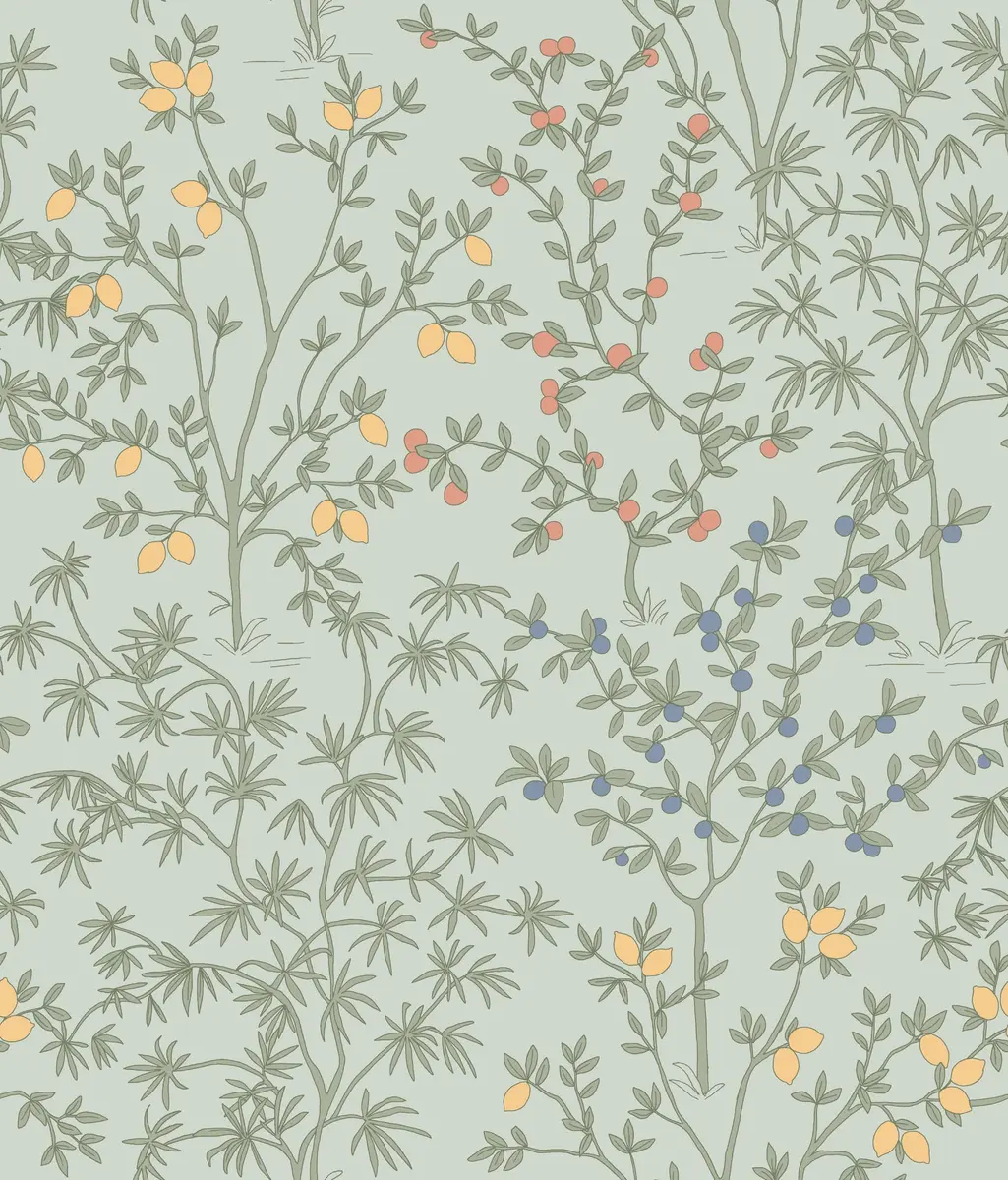 Erin & Ben Co. Vintage Duck Egg Lemon Grove Premium Peel and Stick Wallpaper, 20.5 in x 20 ft | Vintage Botanical Design - main product image