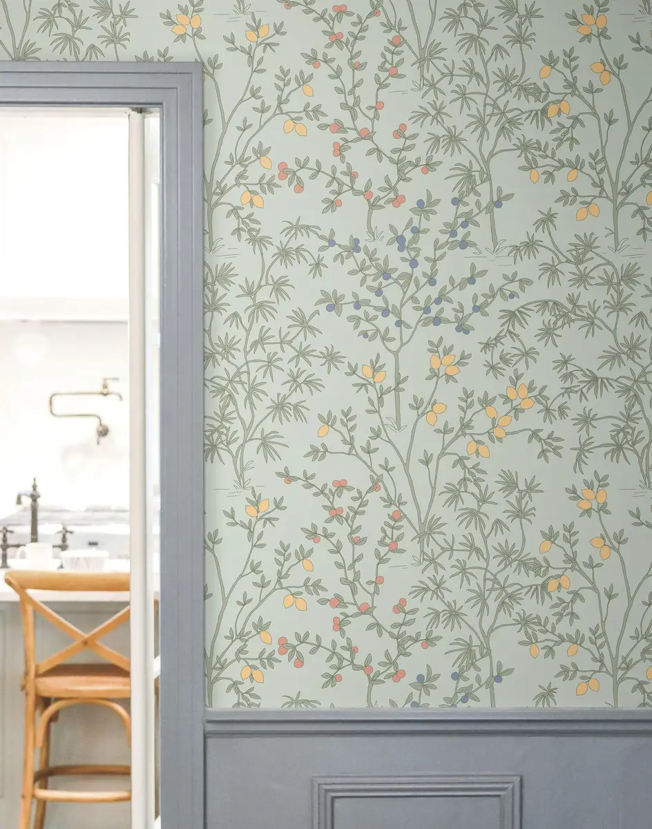Erin & Ben Co. Vintage Duck Egg Lemon Grove Premium Peel and Stick Wallpaper, 20.5 in x 20 ft | Vintage Botanical Design - view 2