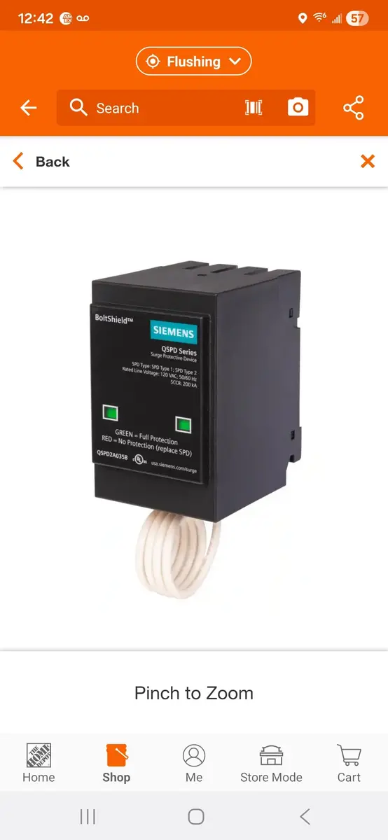 Siemens Circuit Breaker QSPD2A035B 35 KAmp | Indoor Surge Protection Device with Visual Indicators - view 2