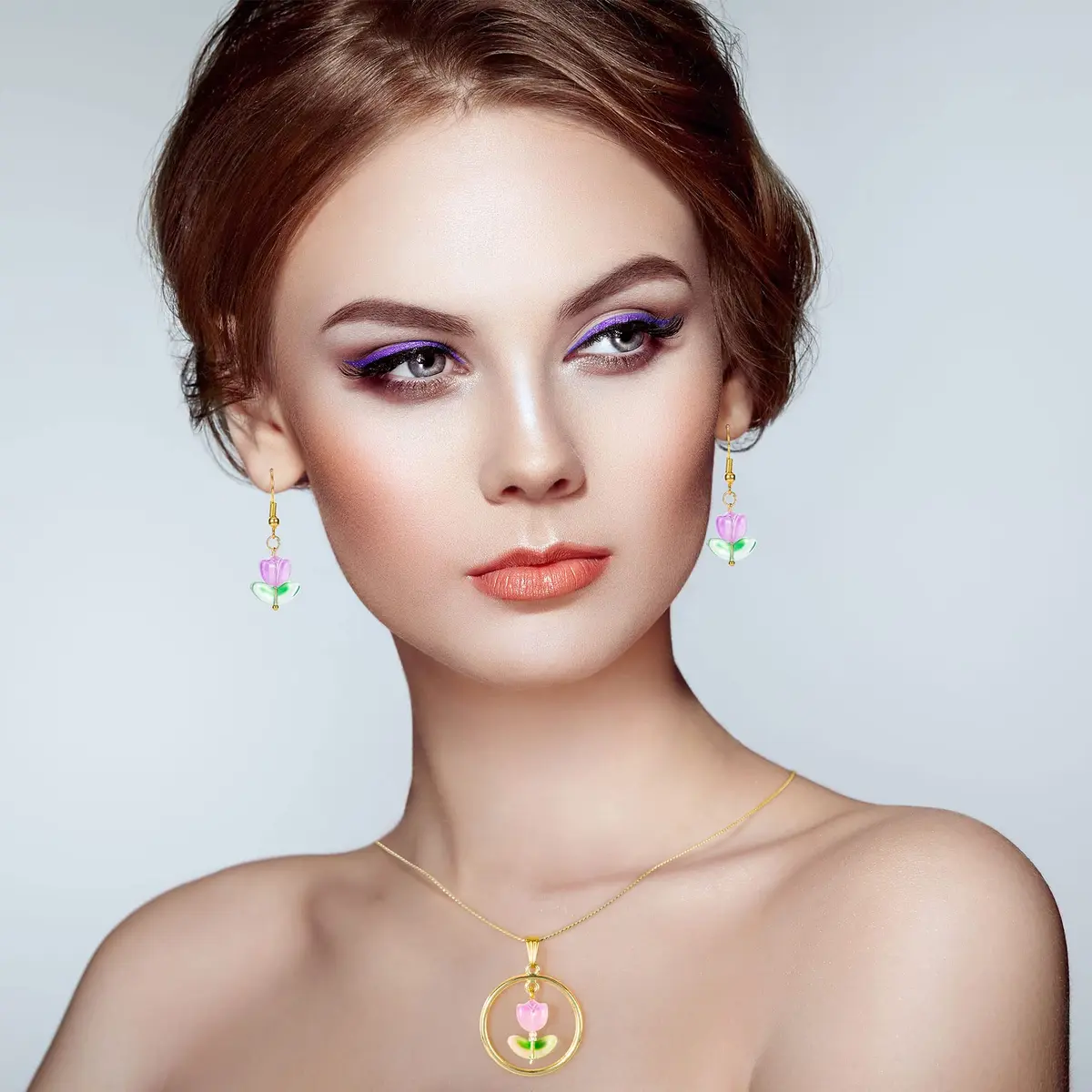 PAGOW 160pcs Tulip Flower Beads, Colorful Glass Translucent Bracelet Beads | Unique DIY Jewelry Craft - view 3