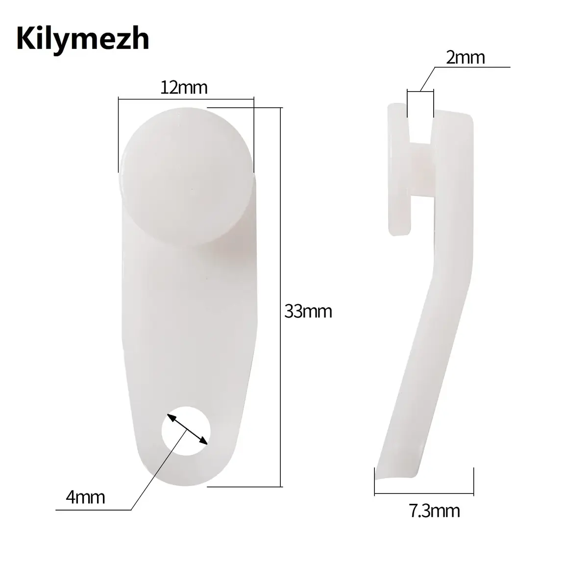 Kilymezh White Curtain Slider Hooks 100 Pack | 1.3 inch (3.3 cm) Plastic Track Gliders for Curtains - view 2