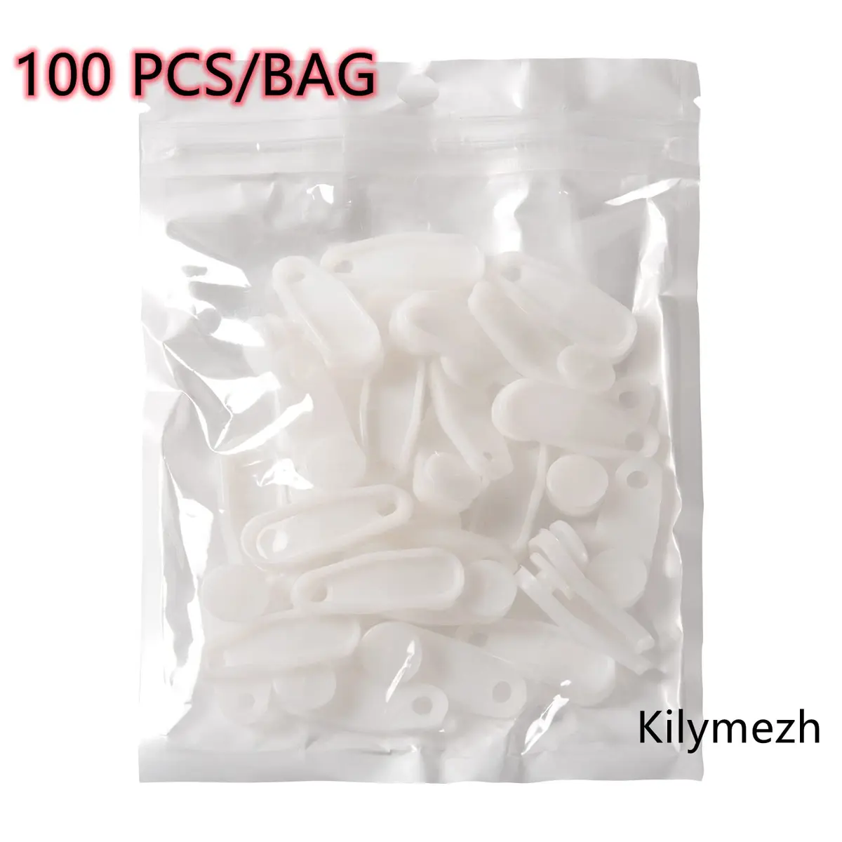 Kilymezh White Curtain Slider Hooks 100 Pack | 1.3 inch (3.3 cm) Plastic Track Gliders for Curtains - view 4