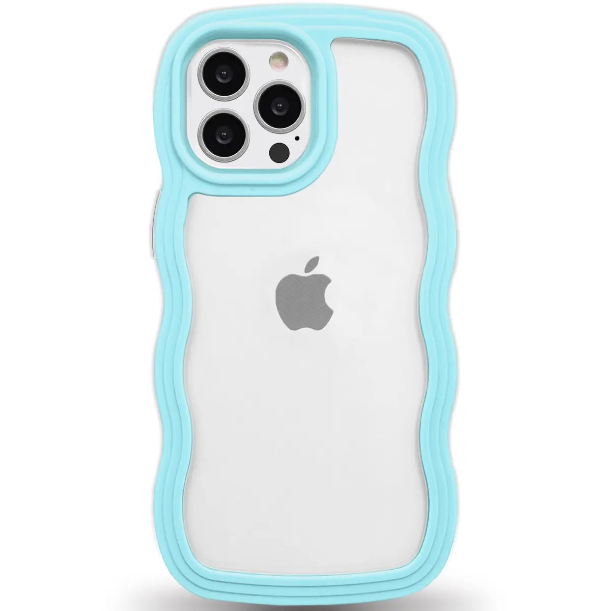Anuck iPhone 13 Pro Max Case Wavy Edge Clear Back Design | Shockproof Soft TPU & Hard Bumper, Dark Blue - main product image