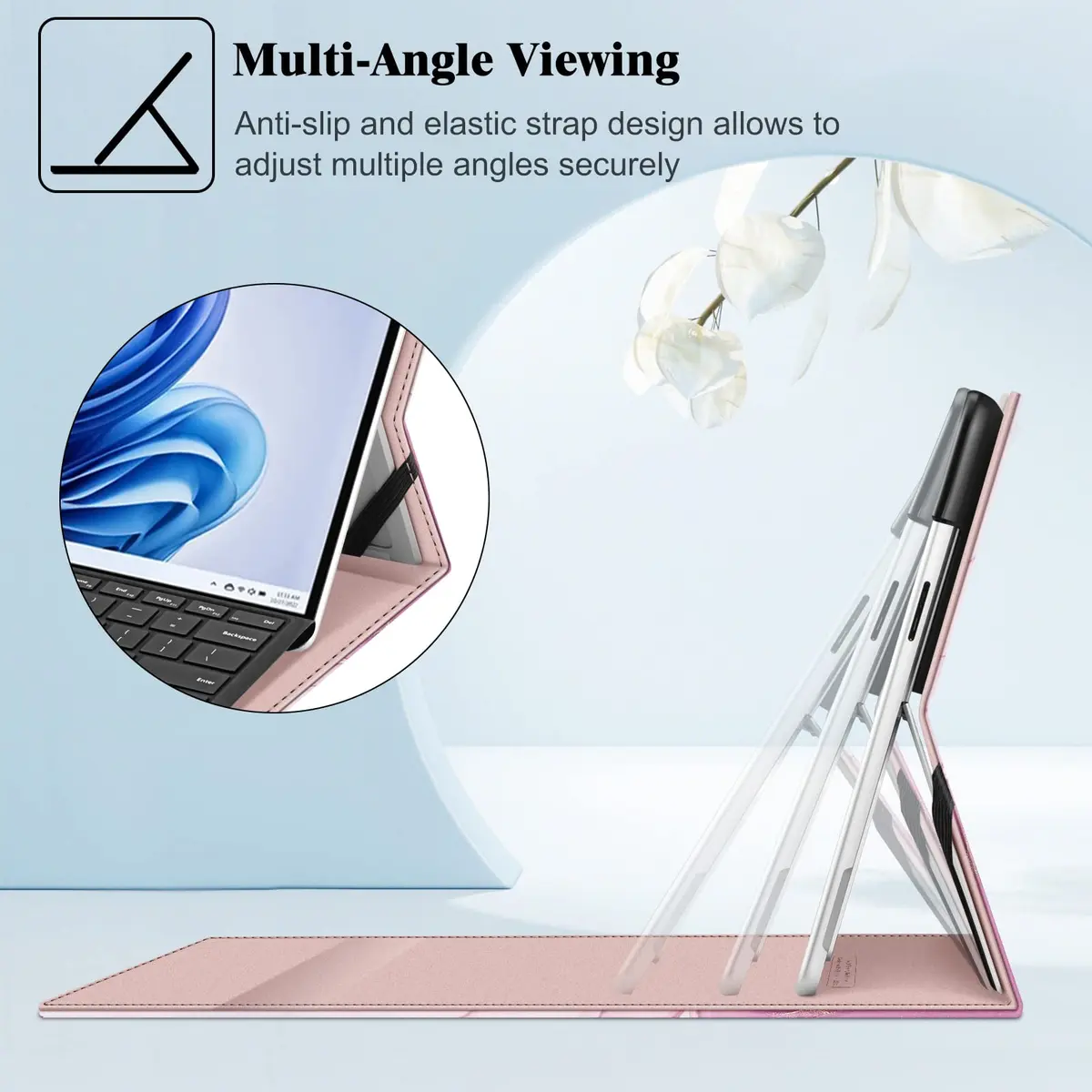 FINTIE Portfolio Case for 13 inch Microsoft Surface Pro 12th (2026)/11/10/9 | Multi-Angle Stand & Premium Faux Leather - view 3