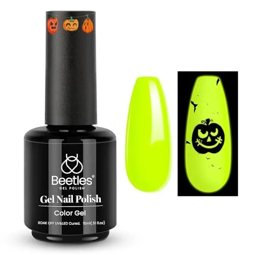 Beetles Gel Nail Polish Luminous Yellow Glow in the Dark Green 5ml (0.25 Fl Oz) | Noctilucent Green Luminous Color - main product image
