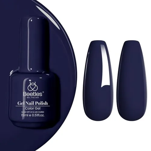 beetles Blue Gel Nail Polish - 15ml Midnight Navy | Soak Off UV LED Gel Polish for Manicures - main product image