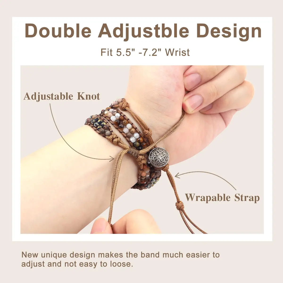 JR.DM Boho Beaded Band for Apple Watch 38mm-42mm | Handmade Braided Rope Strap (en_US) - view 6