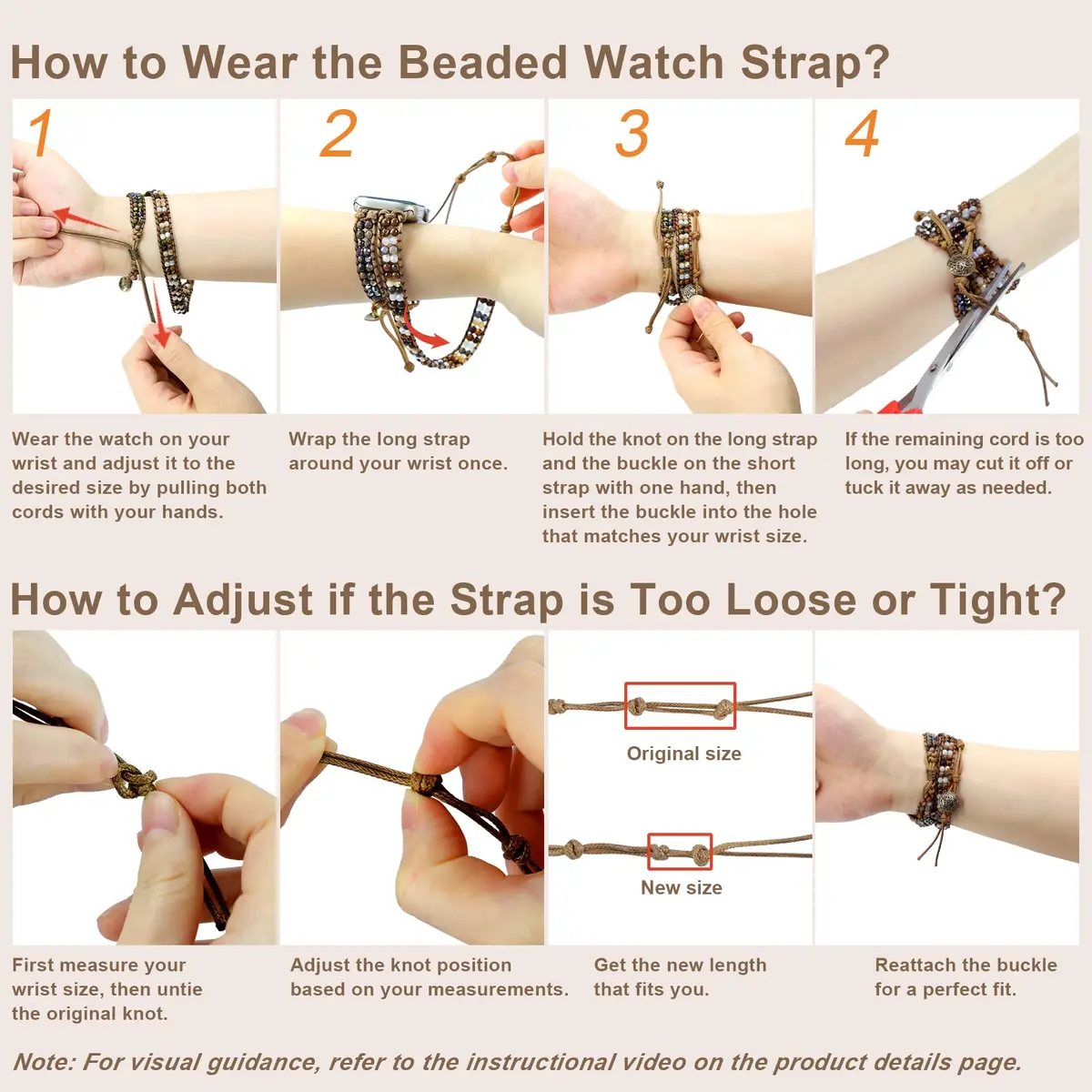 JR.DM Boho Beaded Band for Apple Watch 38mm-42mm | Handmade Braided Rope Strap (en_US) - view 7