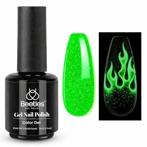 Beetles Gel Nail Polish Luminous Green Glow in the Dark 0.25 Fl Oz (7.4ml) | Soak Off UV LED Nail Art Manicure - main product image