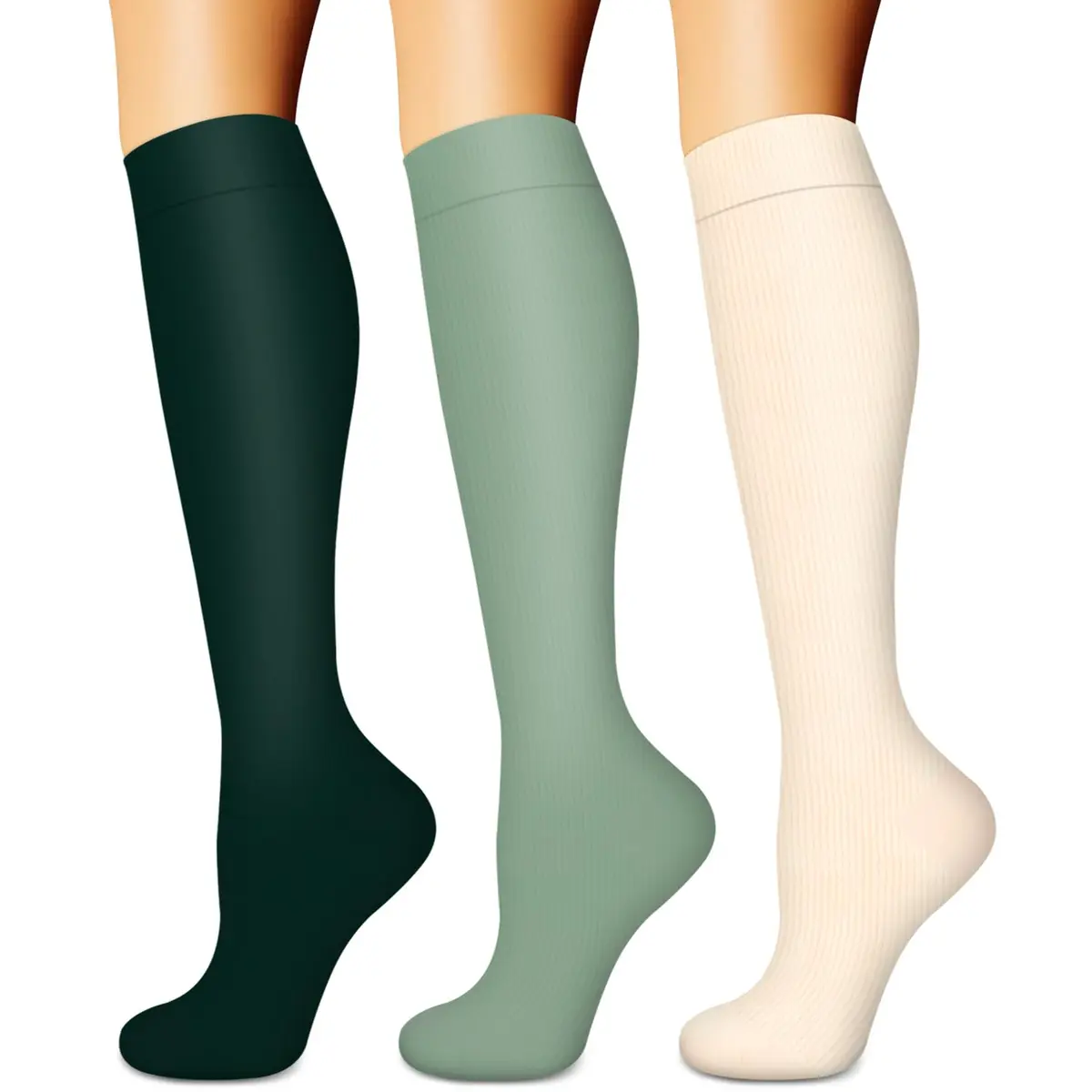 BLUEENJOY Compression Socks for Women & Men | Support for Running, Recovery & Flight (3 Pairs, Unisex, Large-X-Large) - main product image