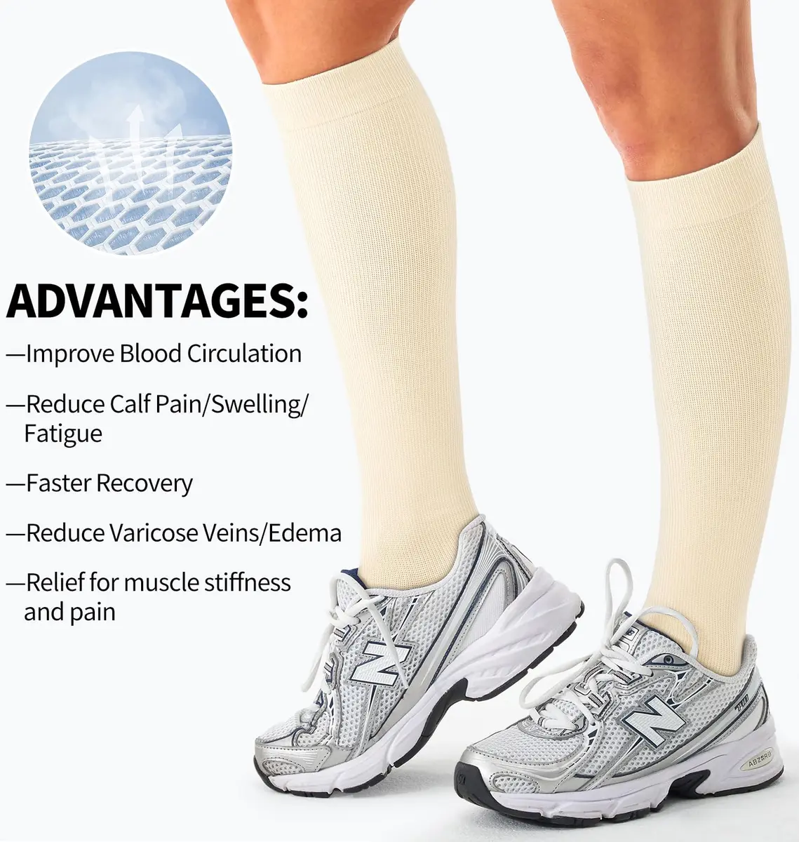BLUEENJOY Compression Socks for Women & Men | Support for Running, Recovery & Flight (3 Pairs, Unisex, Large-X-Large) - view 6