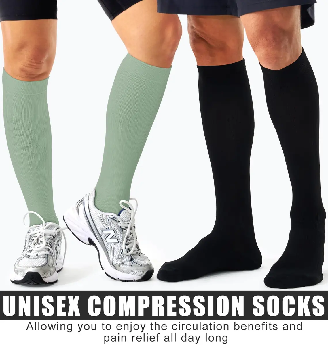 BLUEENJOY Compression Socks for Women & Men | Support for Running, Recovery & Flight (3 Pairs, Unisex, Large-X-Large) - view 2
