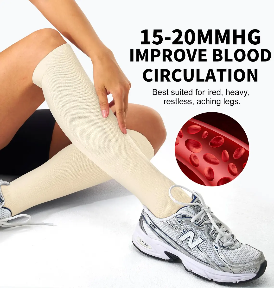 BLUEENJOY Compression Socks for Women & Men | Support for Running, Recovery & Flight (3 Pairs, Unisex, Large-X-Large) - view 4