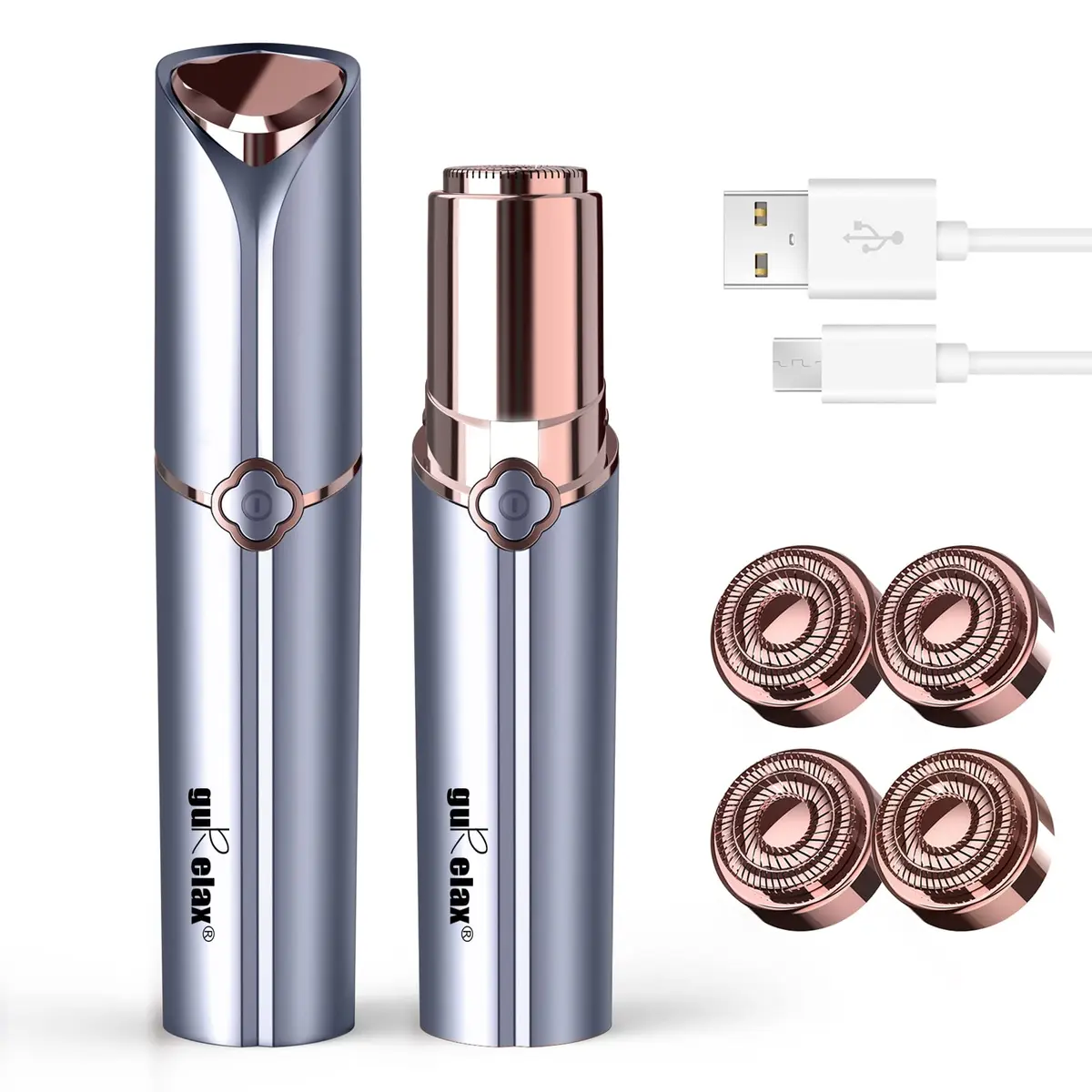 GURELAX Facial Hair Remover for Women, Painless Electric Shaver with 4 Replacement Heads | USB Rechargeable & Hypoallergenic - main product image