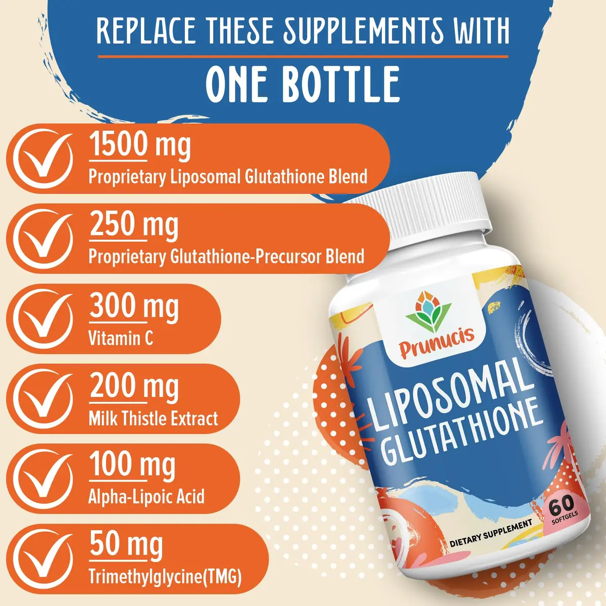 Prunucis Liposomal Glutathione 120 Softgels | High Absorption, Antioxidant Support - view 5