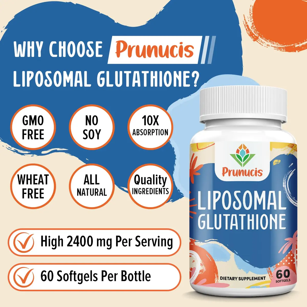 Prunucis Liposomal Glutathione 120 Softgels | High Absorption, Antioxidant Support - view 3