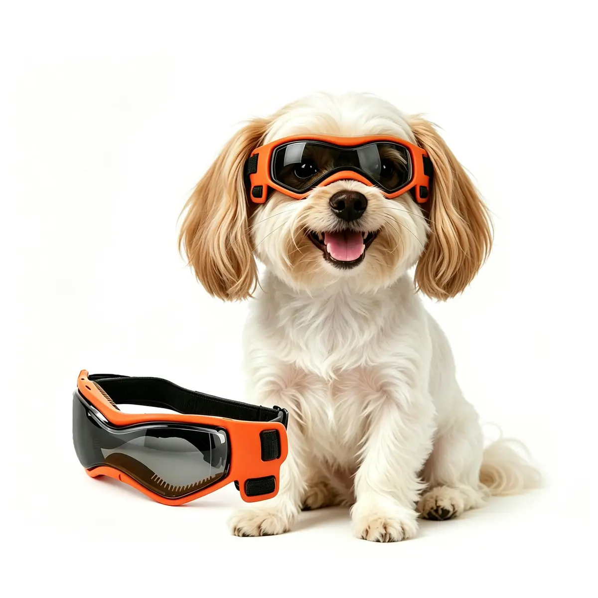 PETLESO Dog Goggles Small Breed, UV Protection, Adjustable Straps, Orange S - main product image