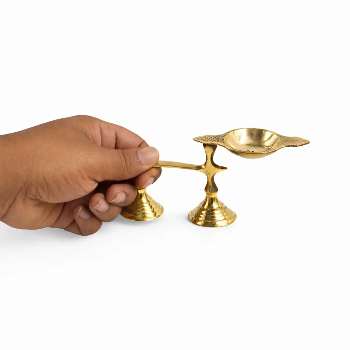 Spillbox Brass Karpoor Diya | Traditional Hindu Oil Lamp for Pooja & Decor - view 4