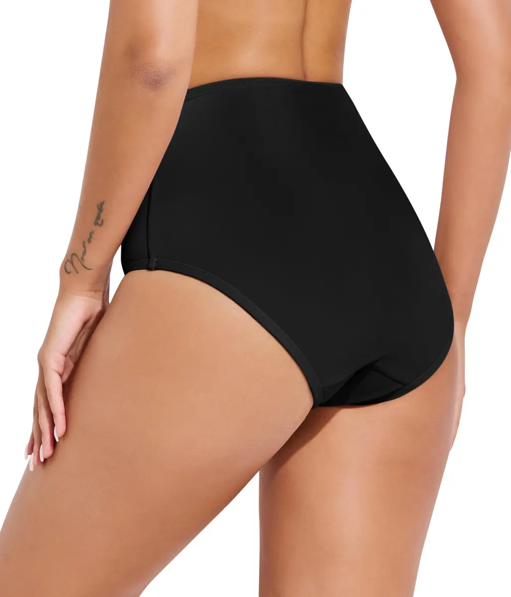 Beautikini Period Swim Bottoms Black XS | High Waisted Full Coverage - view 2