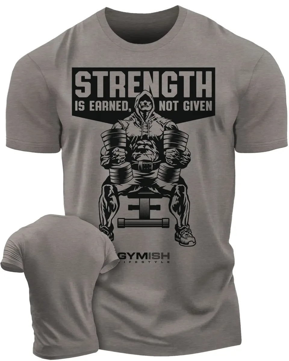 Gymish Lifestyle Strength Is Earned Not Given T-Shirt for Men | Motivational Gym Wear - main product image