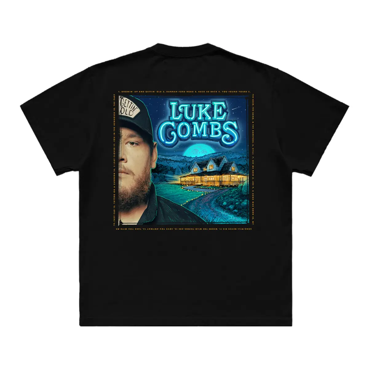 Luke Combs Gettin' Old Album Tee | Official Unisex Cotton T-Shirt in Black - view 2