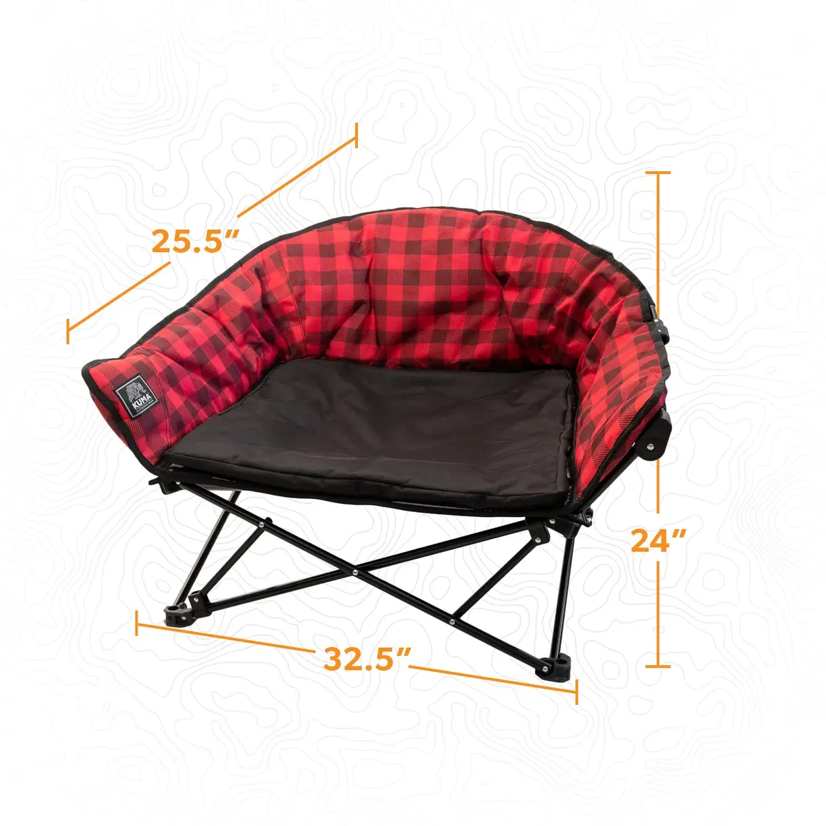 Kuma Outdoor Gear Lazy Bear Dog Bed with Carry Bag | Portable Luxury Outdoor Dog Bed for Camping & Glamping (Red/Black) - view 5