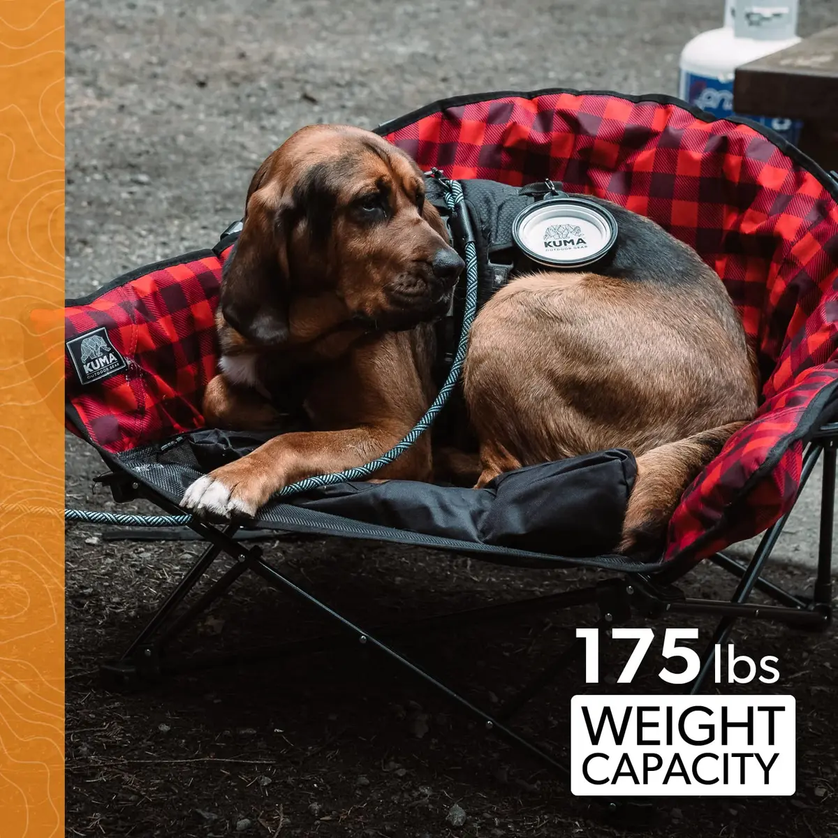 Kuma Outdoor Gear Lazy Bear Dog Bed with Carry Bag | Portable Luxury Outdoor Dog Bed for Camping & Glamping (Red/Black) - view 4
