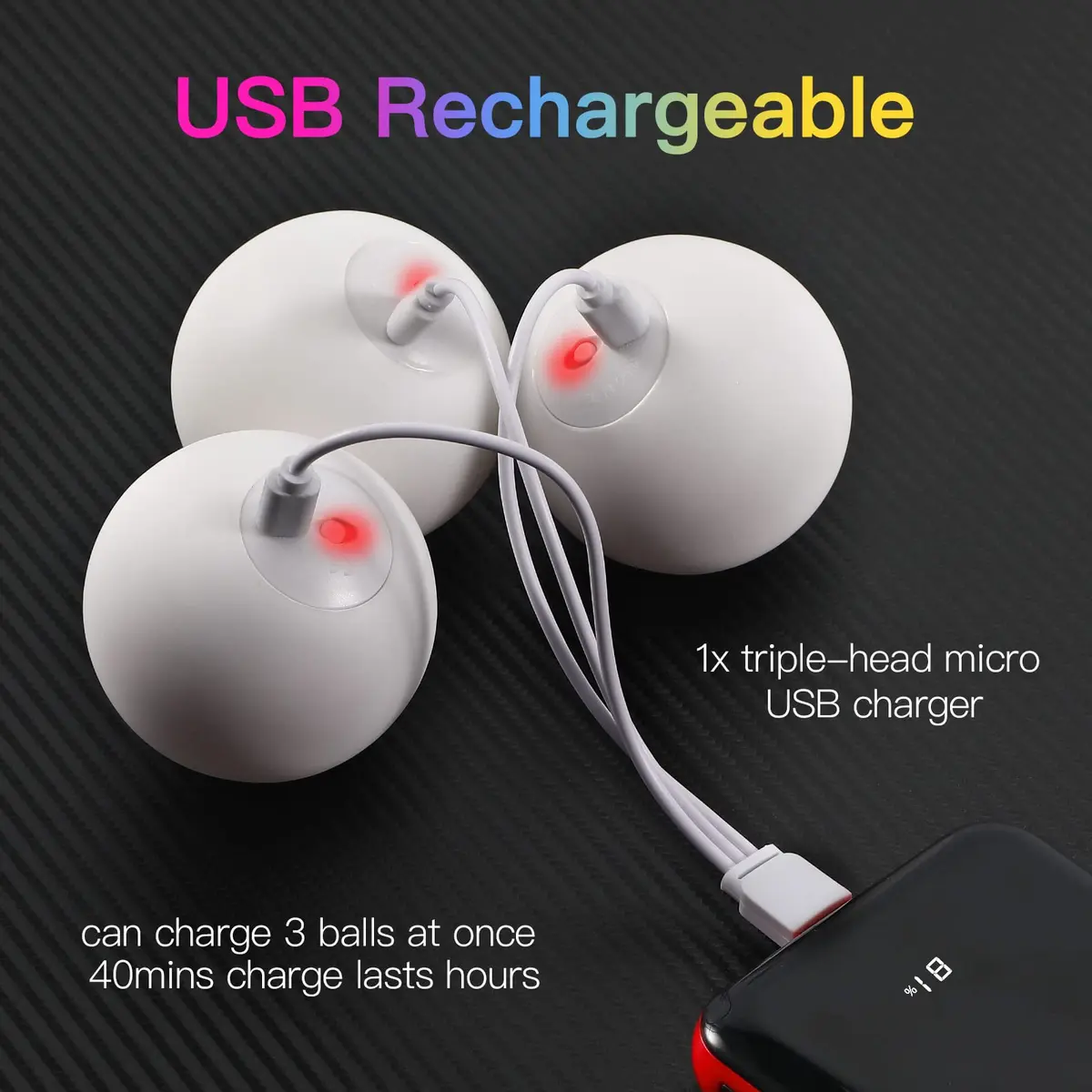 POITOI Juggling Balls Light Up Glow in The Dark LED Set 105g | 11 Color Modes, USB Rechargeable - view 5