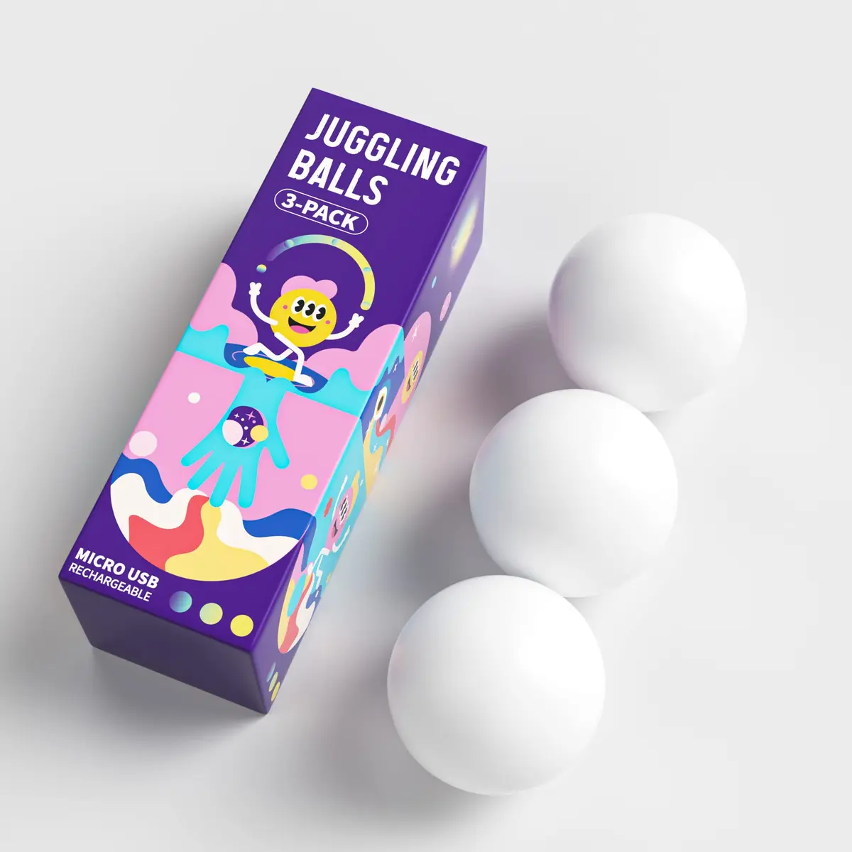 POITOI Juggling Balls Light Up Glow in The Dark LED Set 105g | 11 Color Modes, USB Rechargeable - main product image