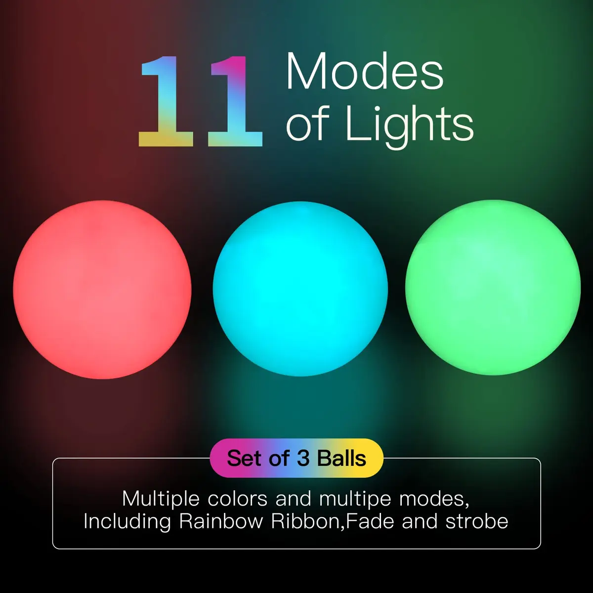 POITOI Juggling Balls Light Up Glow in The Dark LED Set 105g | 11 Color Modes, USB Rechargeable - view 2