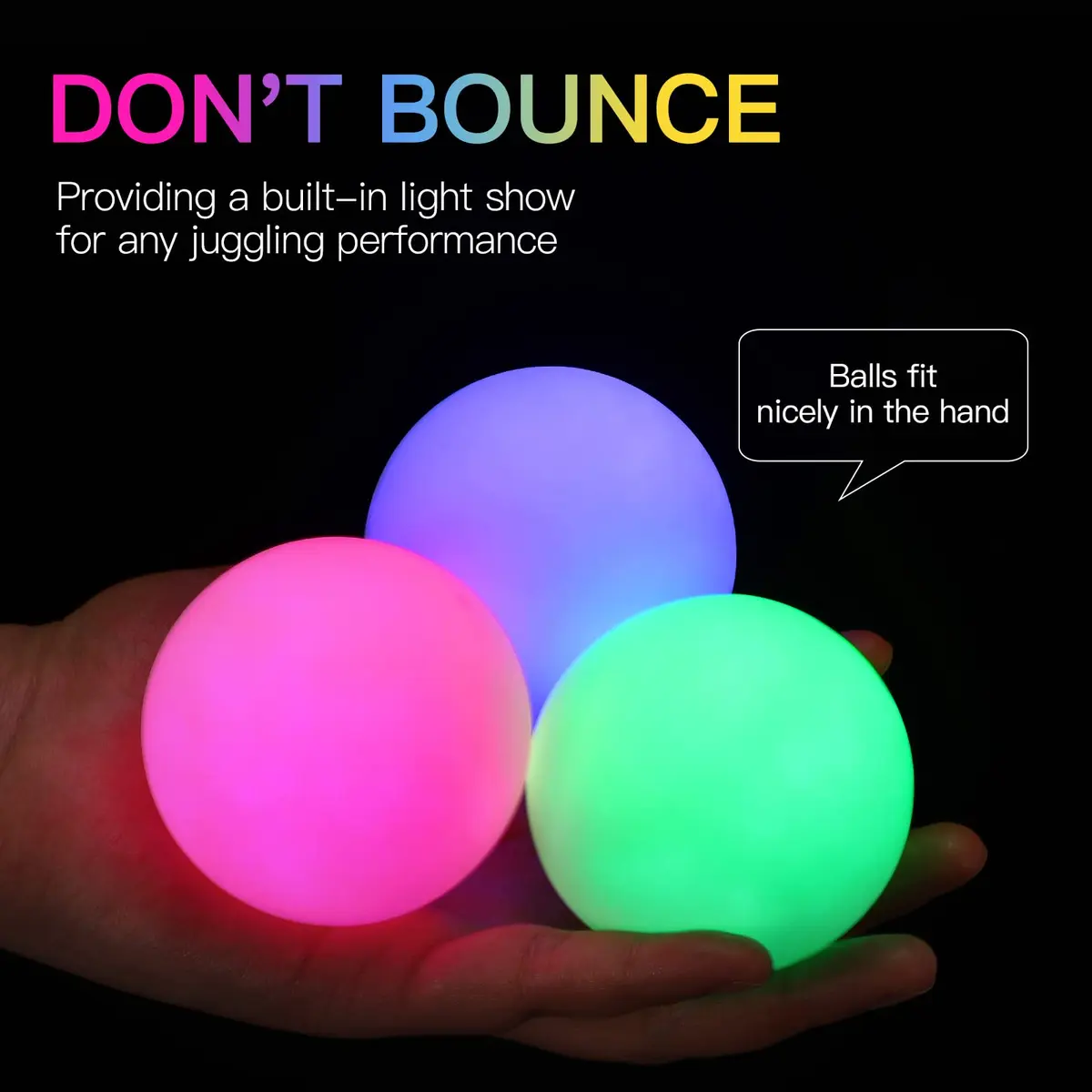 POITOI Juggling Balls Light Up Glow in The Dark LED Set 105g | 11 Color Modes, USB Rechargeable - view 3