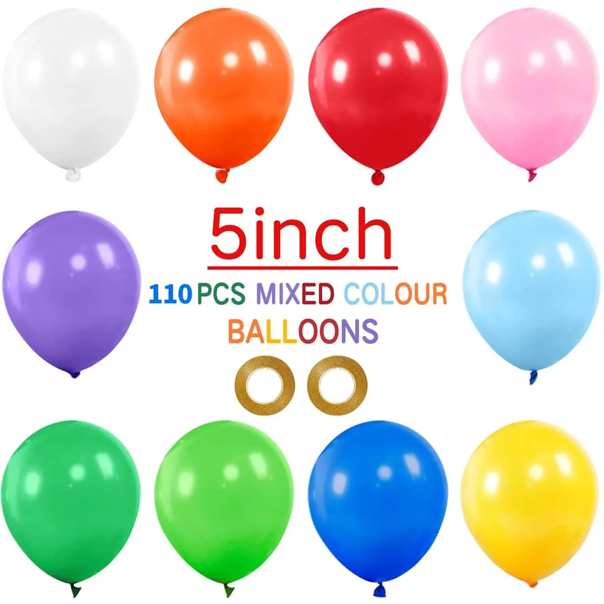 KUULBELA 5 Inch Latex Balloons Assorted Colors, 110 Pcs | 12.7 cm (5 Inch) Balloons for Parties - view 2