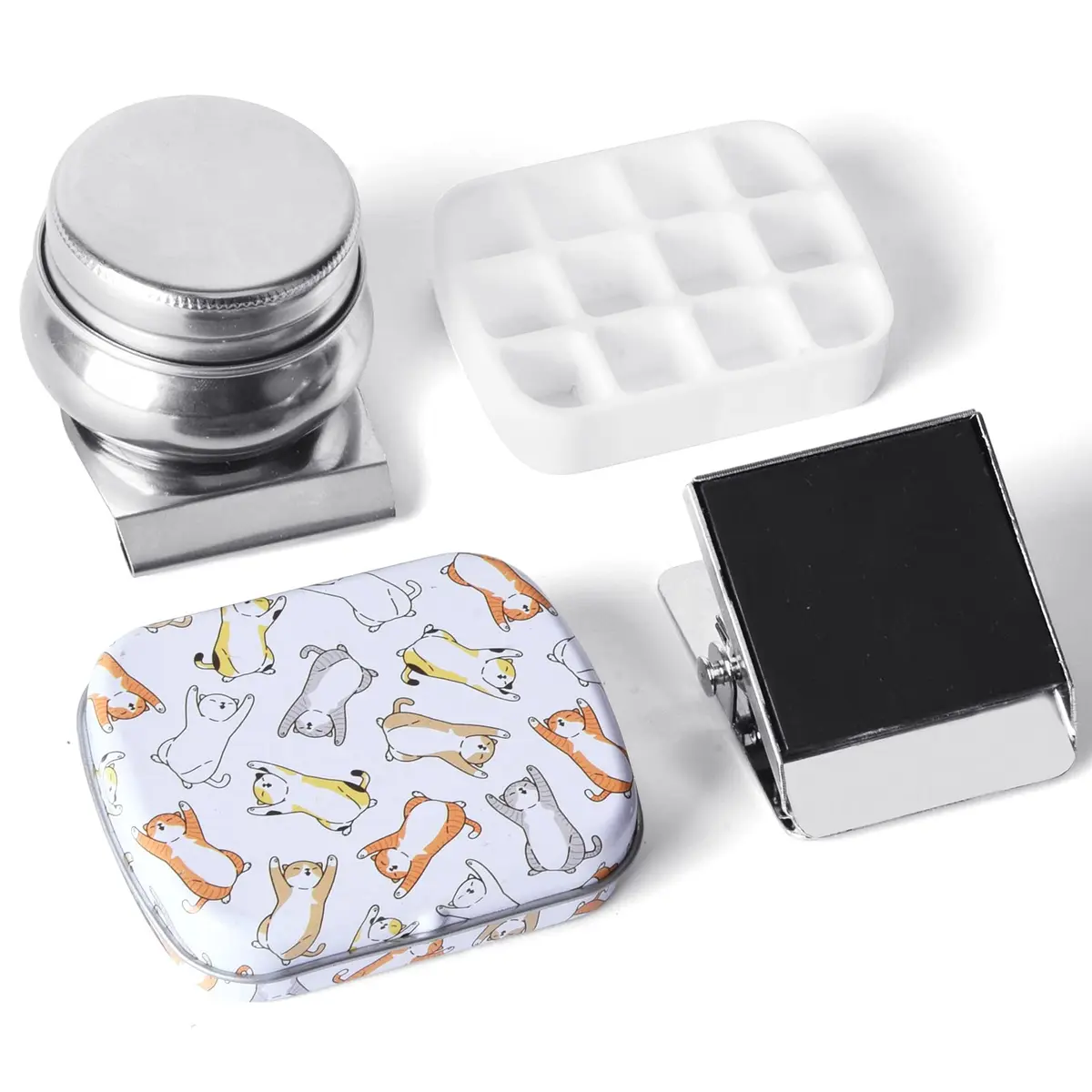 Qianshan Portable Travel Watercolor Palette, 12-Well Mini Metal Tin Box | Compact Artist Set for On-the-Go Painting - main product image