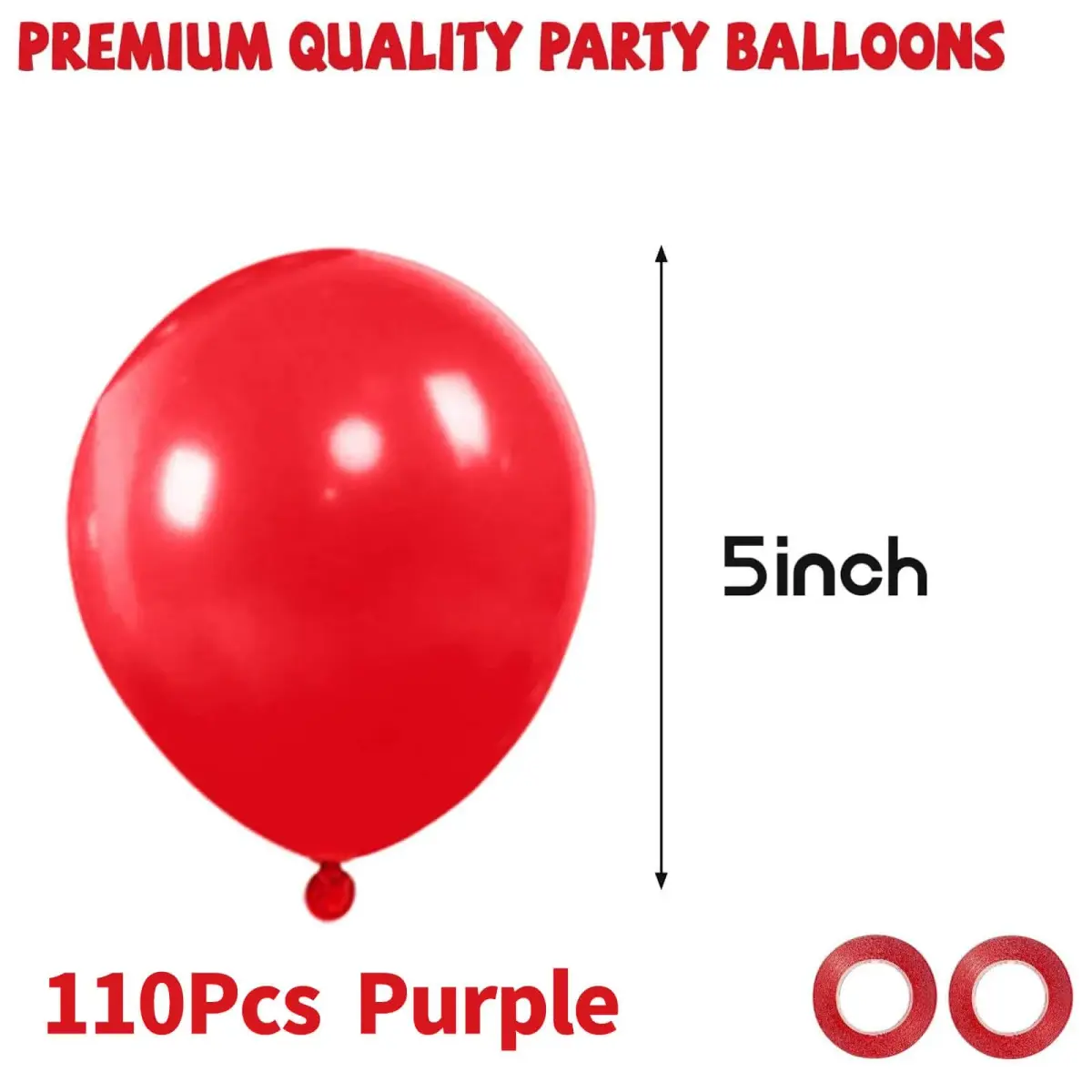 KUULBELA Red Balloons 110Pcs 5 Inch Small Latex Party Balloons | Birthday, Baby Shower, Wedding Decorations - view 2