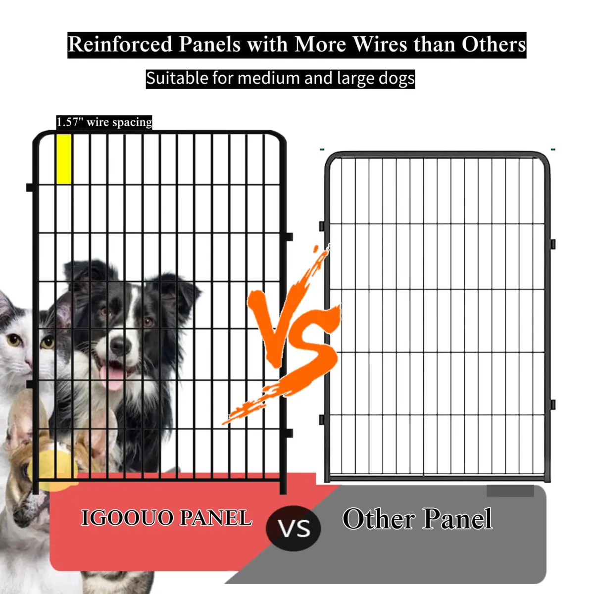 IGOOUO Portable Dog Fence Outdoor 36'' High | Rustproof & Sturdy Stakes for Medium & Large Dogs - view 4