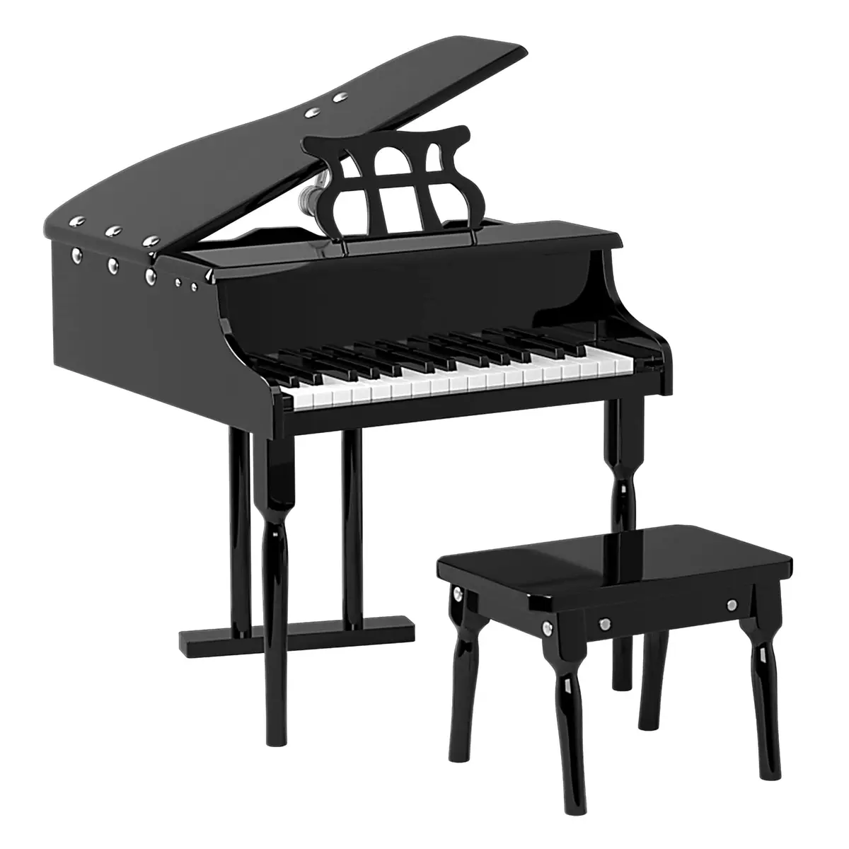 HONEY JOY Classical Kids Piano 30-Key Mini Grand Piano Black | Wooden Musical Instrument Toy for Ages 3+ - main product image