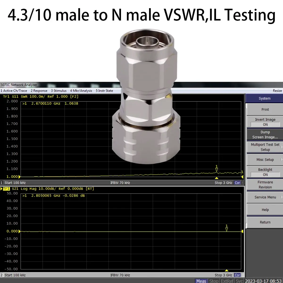 Whisary 4.3-10 Mini DIN Male to N Male Adapter 60g | Low PIM 163dBc RF Connector - view 5