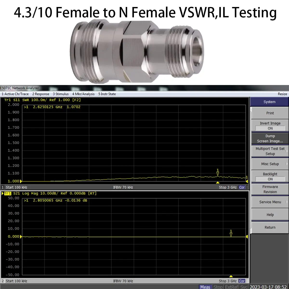 Whisary 4.3-10 Mini DIN Female to N Female Adapter 50 Ohm | RF Applications - view 5