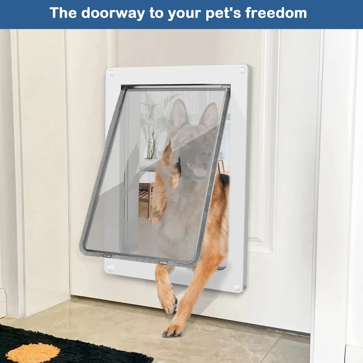 CEESC Large Dog Door, 11.75"x16.5" Flap, Up to 80 lbs, Weatherproof, Durable, White - view 5