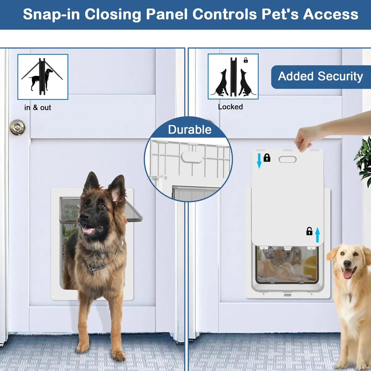 CEESC Large Dog Door, 11.75"x16.5" Flap, Up to 80 lbs, Weatherproof, Durable, White - view 6