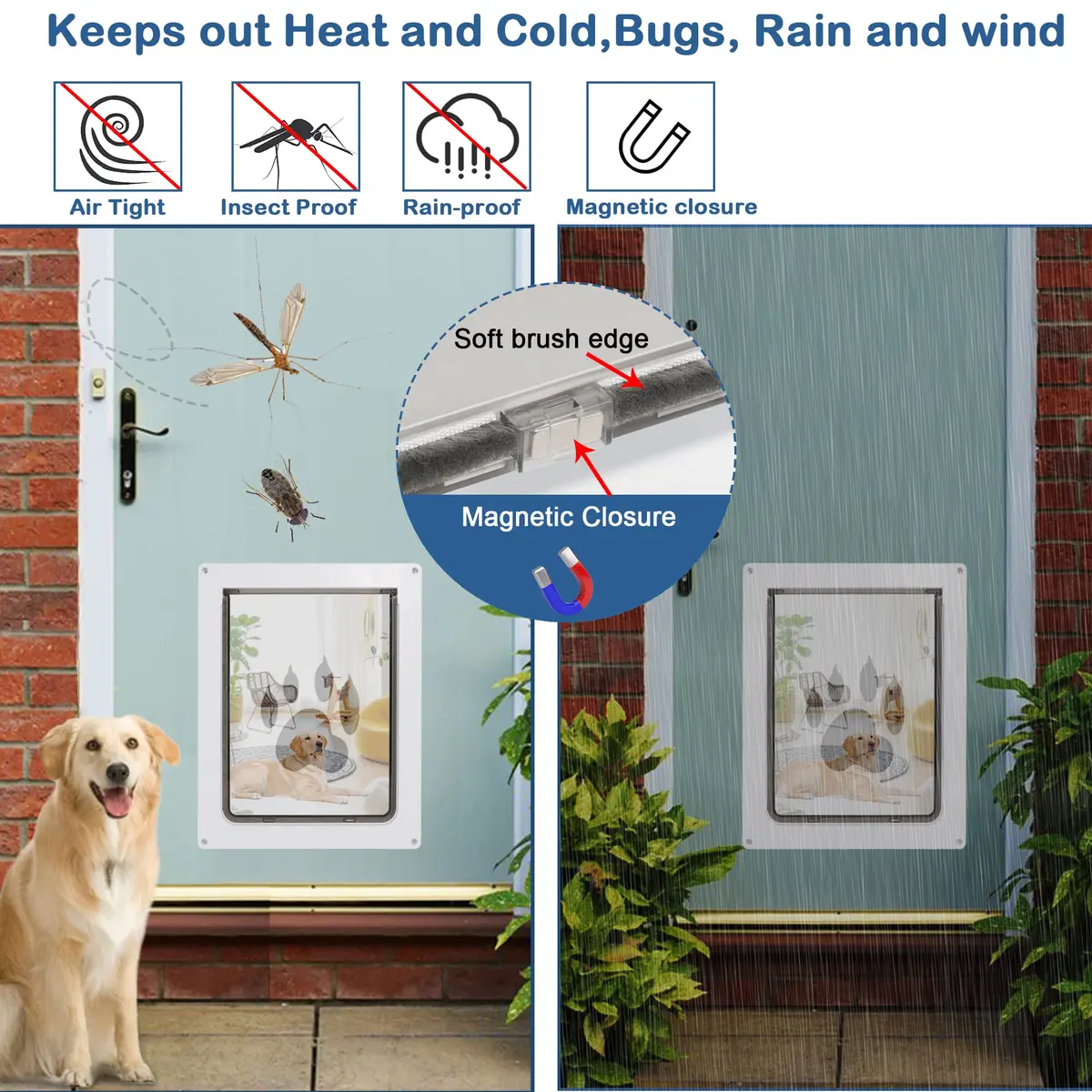 CEESC Large Dog Door, 11.75"x16.5" Flap, Up to 80 lbs, Weatherproof, Durable, White - view 7