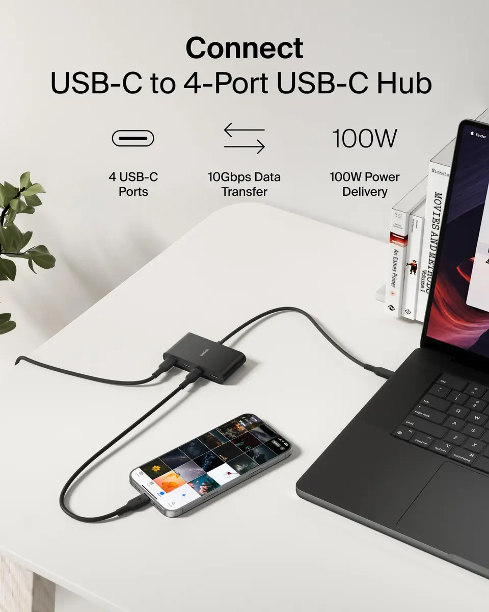 Belkin 4-Port USB-C Hub 10Gbps 100W PD | MacBook, iPad, PC Compatible - view 2