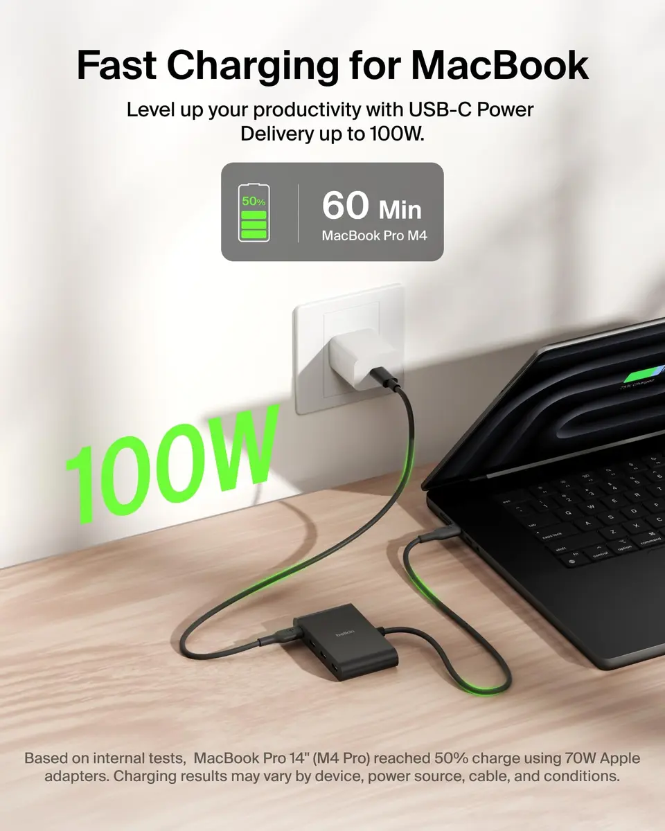 Belkin 4-Port USB-C Hub 10Gbps 100W PD | MacBook, iPad, PC Compatible - view 4