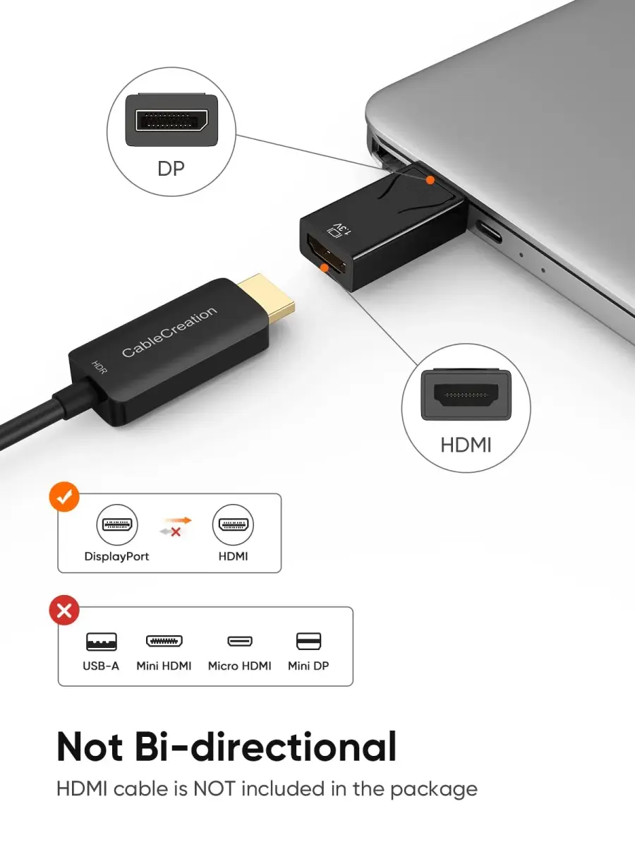 CableCreation Active DisplayPort to HDMI Adapter 5 Pack, 1080P DP to HDMI | Unidirectional Gold-Plated Connector - view 3