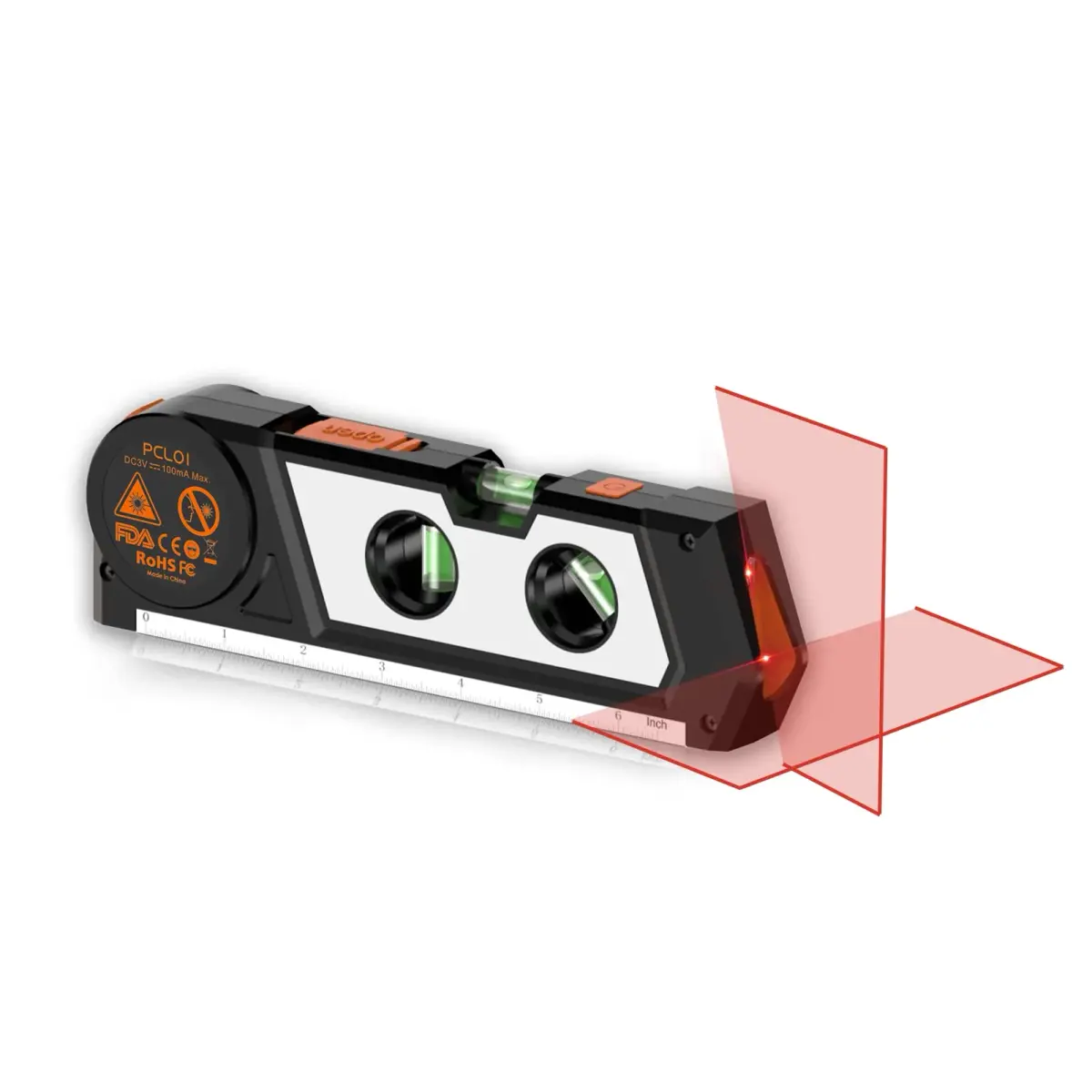 Ayitam 4-in-1 Laser Level Line Tool with Tape Ruler & Ruler Base, 21.6cm (8.5in) | Measures in Imperial & Metric - main product image