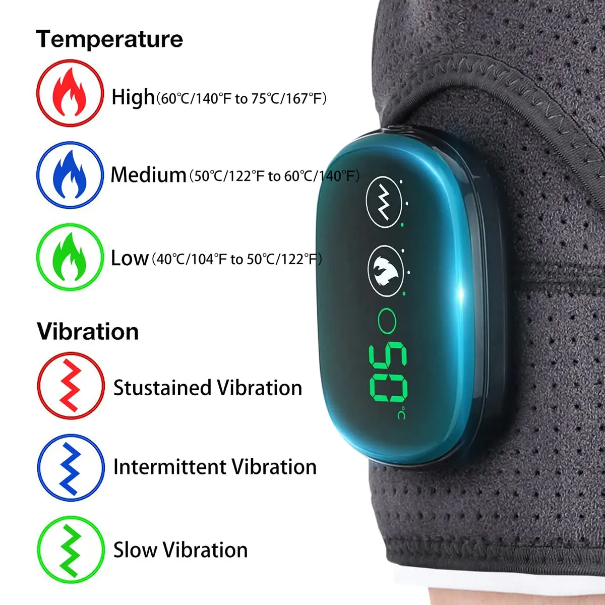 BINGONE Heated Shoulder Wrap with Vibration and Heat, 3 Settings, Cordless, Grey - view 4