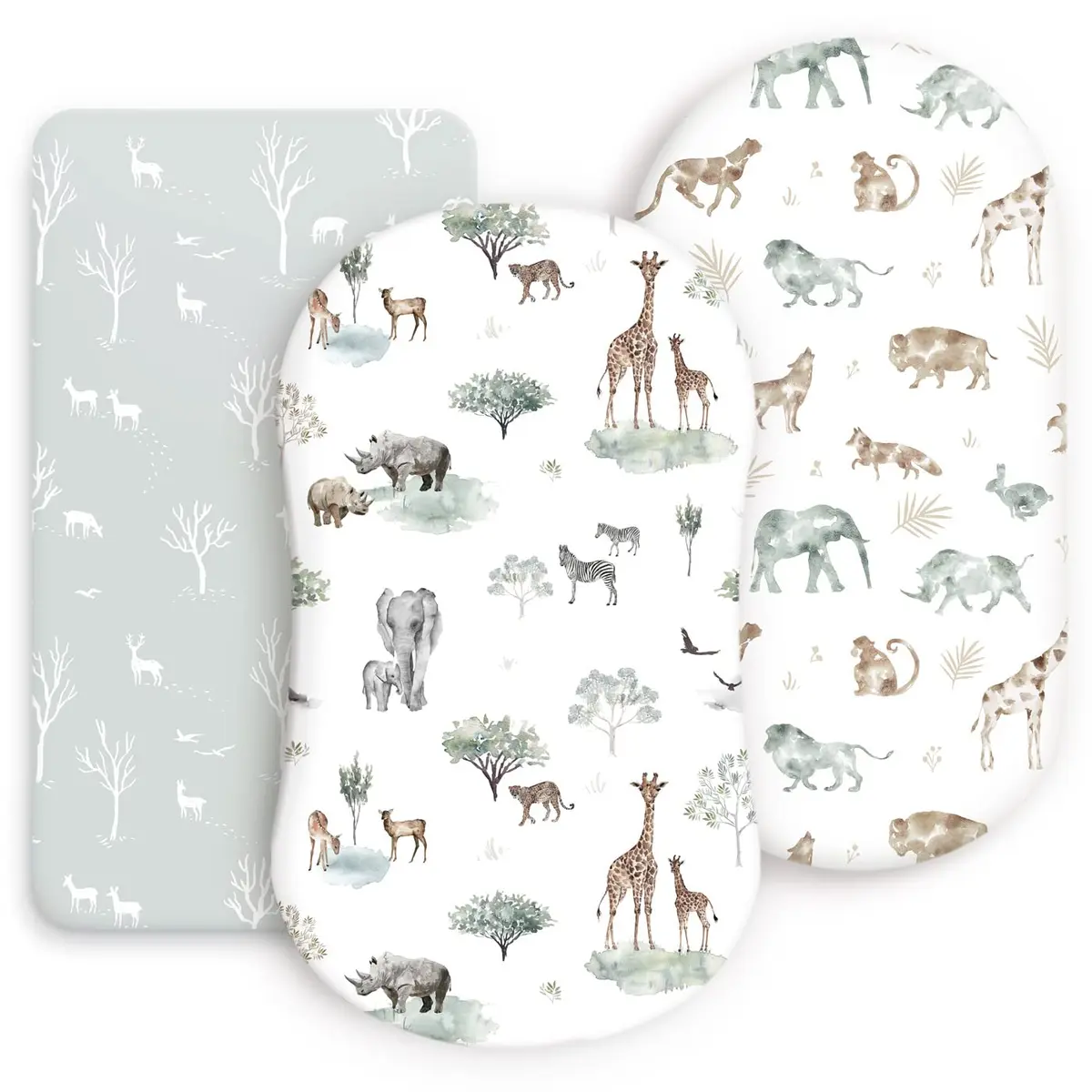 GRSSDER Ultra Soft Fitted Bassinet Sheets 3 Pack | Universal Fit for Baby Cradle & Moses Basket - main product image