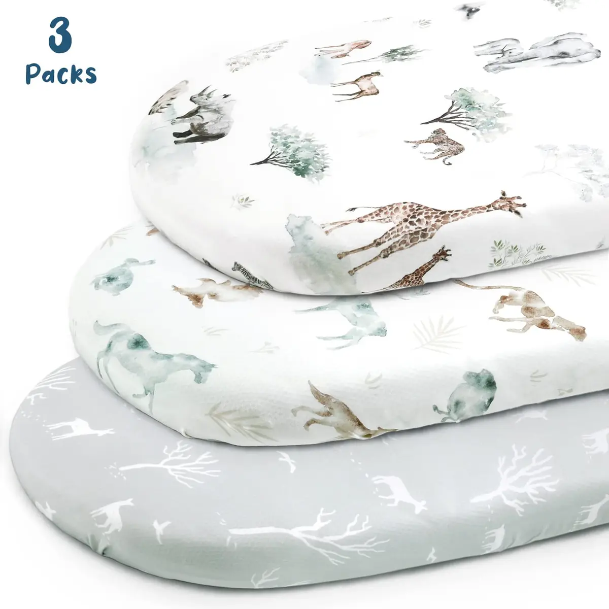 GRSSDER Ultra Soft Fitted Bassinet Sheets 3 Pack | Universal Fit for Baby Cradle & Moses Basket - view 2